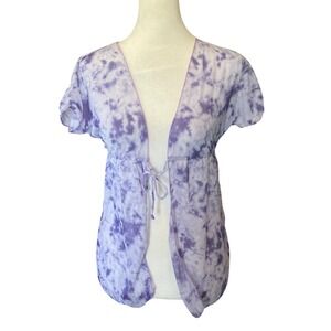 Women Y2K Ethereal Fairy Sheer Mesh Tie Front Top Festival Boho Kimono Celestial